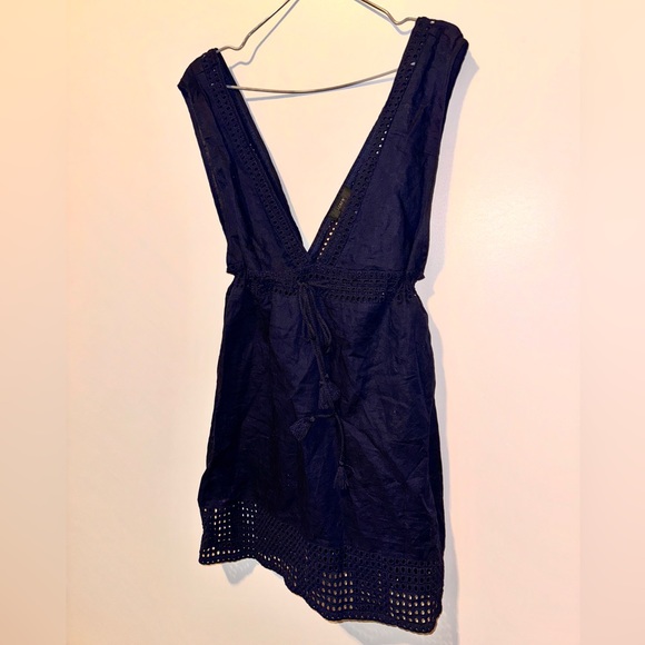 JCrew Eyelet Tunic Cover-Up Navy Dress - Picture 3 of 5